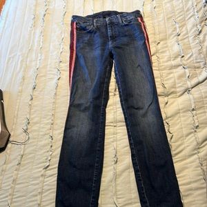 Jeans with pink, red & purple accents